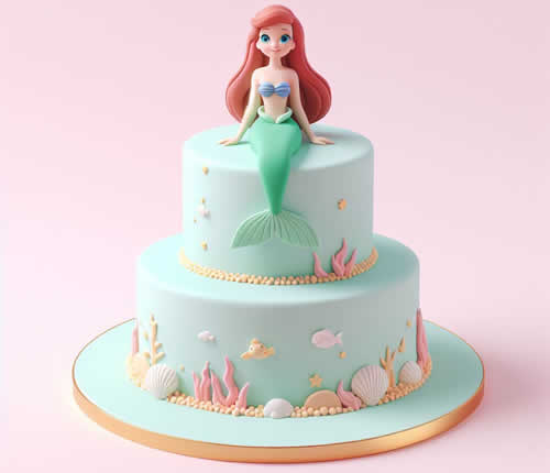 Bolo confeitado tema Pequena Sereia