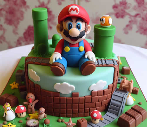 Bolo confeitado tema Super Mario Bros